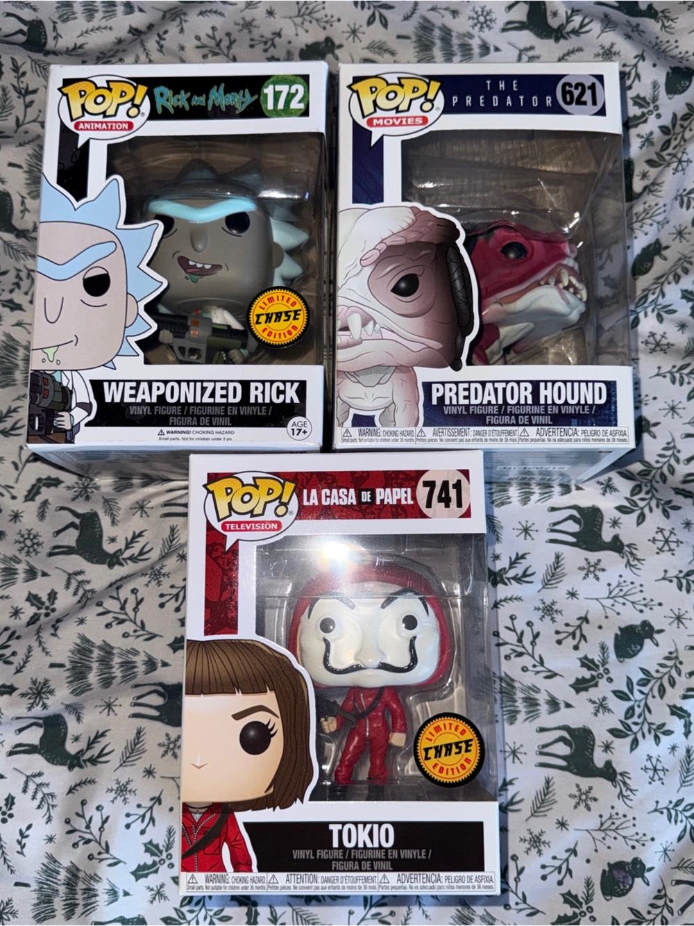 Funko Pop! Red Tokyo, Pink Predator Hound, Blue Weaponized Rick
